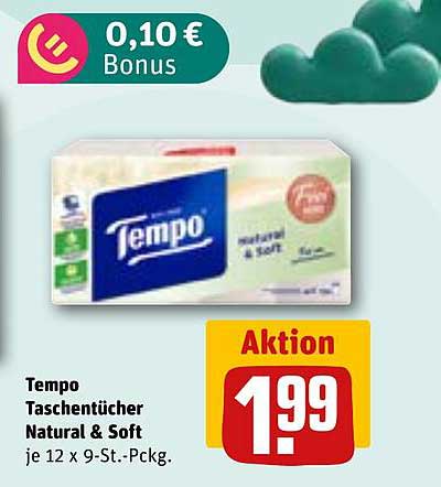 Tempo Taschentücher Natural & Soft je 12 x 9-St.-Pckg.