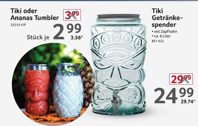 Tiki oder Ananas Tumbler und Tiki Getränkespender