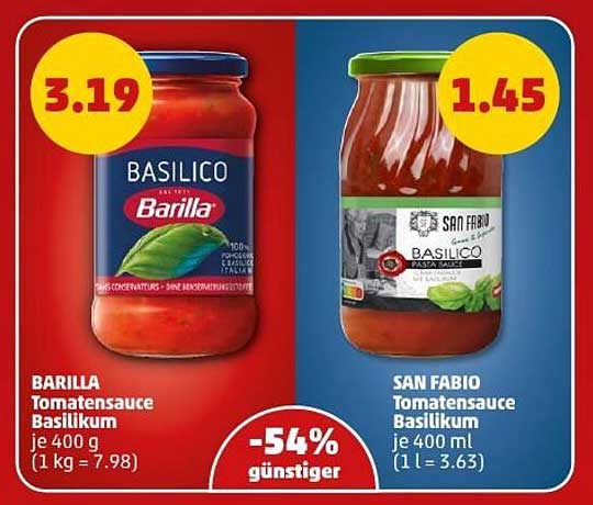 Tomatensauce Basilikum von Barilla und San Fabio