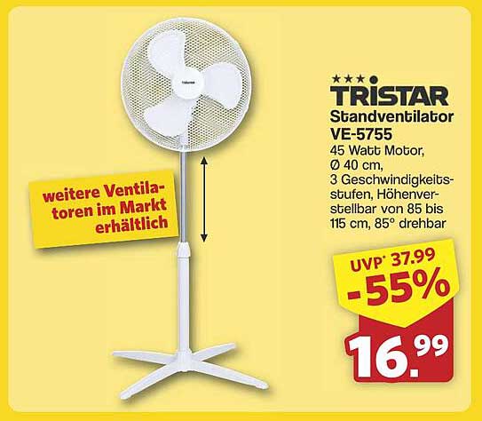 TRISTAR Standventilator VE-5755 - 55% Rabatt auf den UVP!