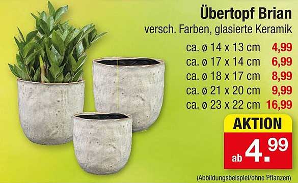 Übertopf Brian - verschiedene Farben, glasiertes Keramik