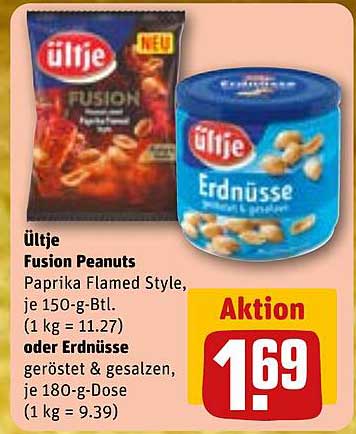 Ültje Fusion Peanuts Paprika Flamed Style oder Erdnüsse geröstet & gesalzen