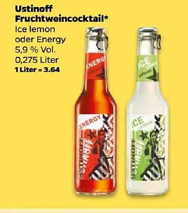 Ustinoff Fruchtweincocktail - Ice Lemon oder Energy