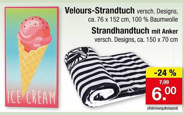 Velours-Strandtuch und Strandhandtuch mit Anker