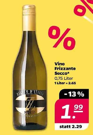 Vino Frizzante Secco 0,75 Liter, jetzt nur 1,99 €!