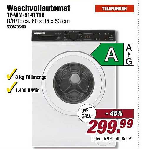 Waschvollautomat TF-WM-51411B von Telefunken