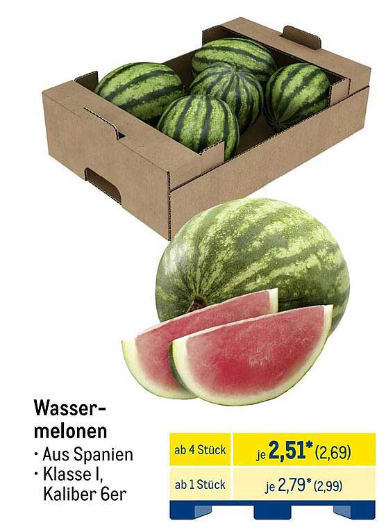 Wassermelonen aus Spanien - Klasse I, Kaliber 6er