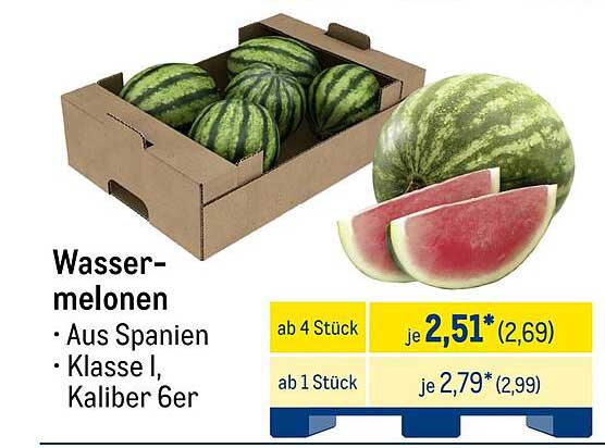 Wassermelonen aus Spanien - Klasse I, Kaliber 6er
