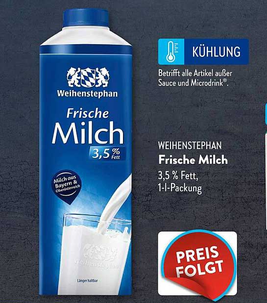 Weihenstephan Frische Milch 3,5 % Fett, 1-l-Packung
