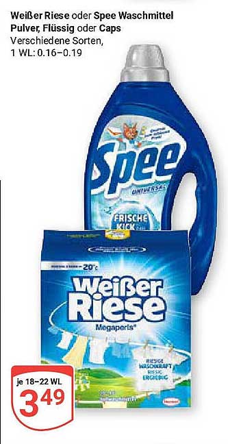 Weißer Riese oder Spee Waschmittel Pulver, Flüssig oder Caps - verschiedene Sorten