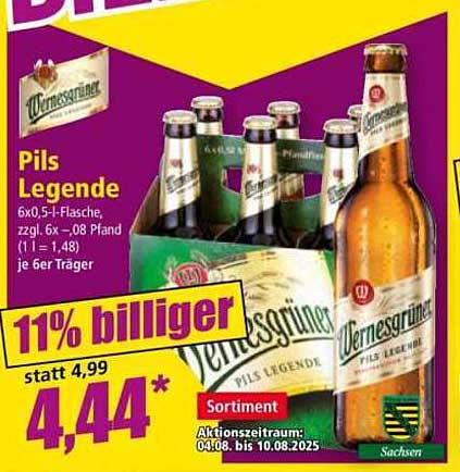Wernesgrüner Pils Legende 6x0,5l - 11% Rabatt!