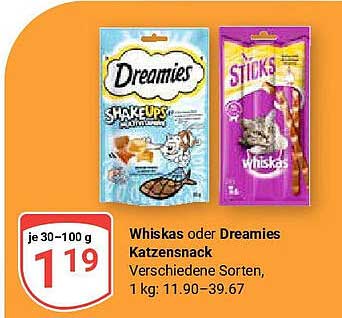 Whiskas oder Dreamies Katzensnack - Verschiedene Sorten