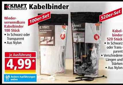 Wiederverwendbare Kabelbinder 100 Stück von KRAFT