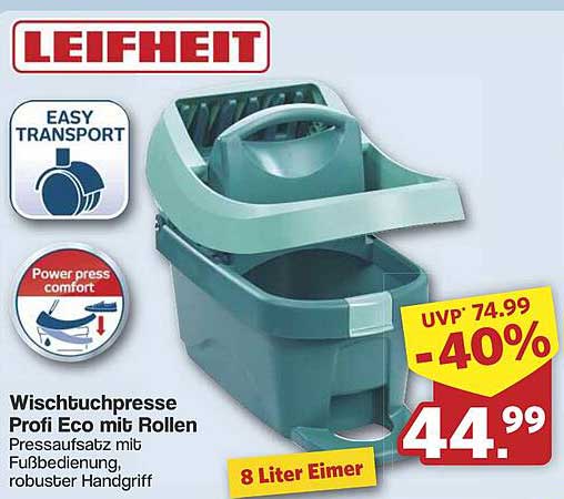 Wischbuchpresse Profi Eco mit Rollen von Leifheit