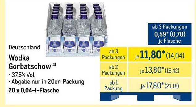 Wodka Gorbatchow 0,04 l - 20er Packung