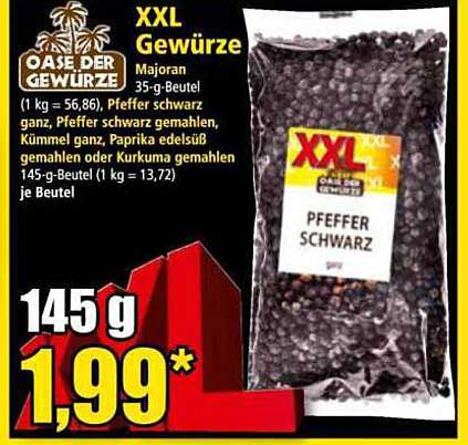 XXL Gewürze - Pfeffer schwarz 145 g für nur 1,99€
