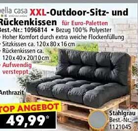 XXL-Outdoor-Sitz- und Rückenkissen für Euro-Paletten