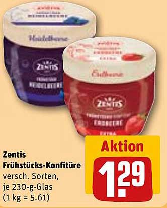 Zentis Frühstücks-Konfitüre, verschiedene Sorten, je 230-g-Glas