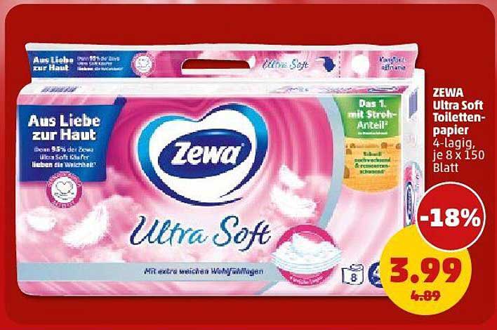 ZEWA Ultra Soft Toilettenpapier 4-lagig, je 8 x 150 Blatt