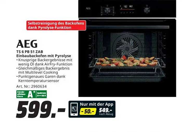 AEG TS 6 PB 51 ZAB Einbaubackofen mit Pyrolyse