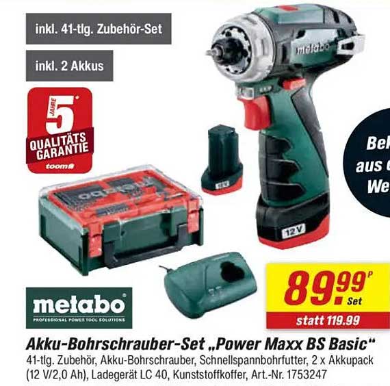 Akku-Bohrschrauber-Set „Power Maxx BS Basic“