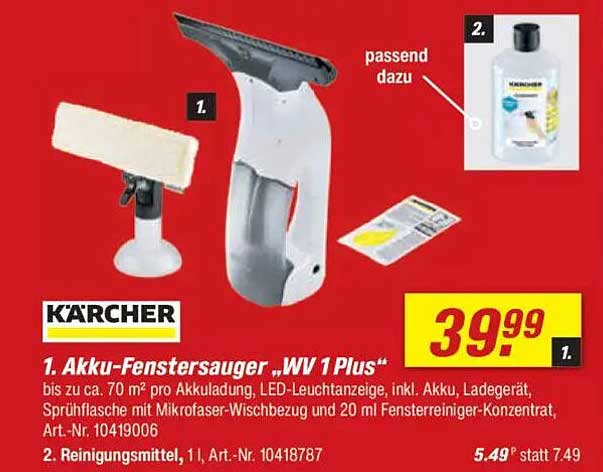 Akku-Fenstersauger „WV 1 Plus“