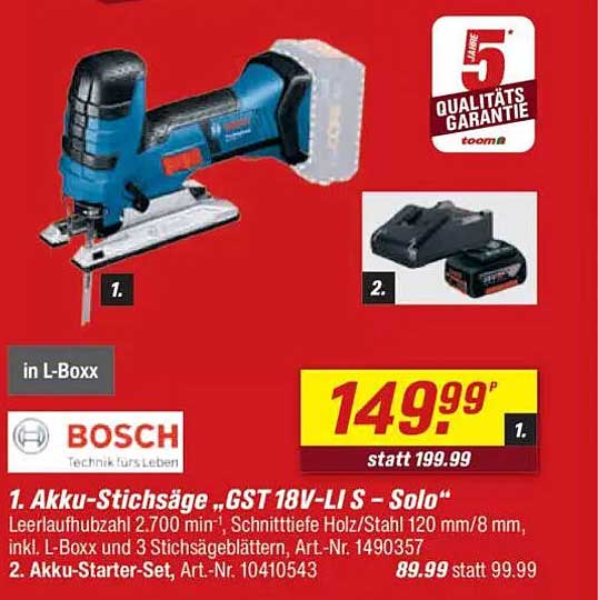 Akku-Stichsäge „GST 18V-LI S – Solo“
