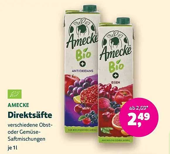 Amecke Bio Direktsäfte - verschiedene Obst- oder Gemüse-Saftmischungen je 1L