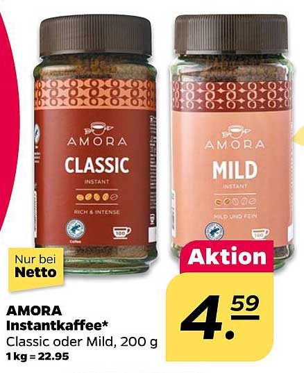 AMORA Instantkaffee Classic oder Mild, 200 g