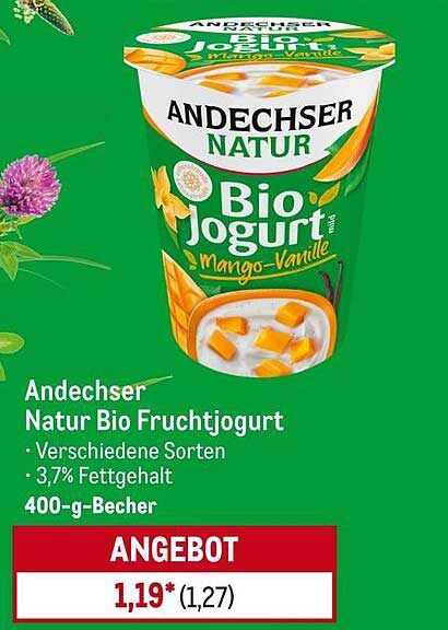 Andechser Natur Bio Fruchtjogurt Mango-Vanille 400-g-Becher