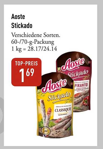 Aoste Stickado, verschiedene Sorten 60-/70-g-Packung