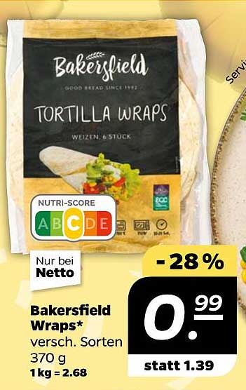 Bakersfield Tortilla Wraps 370 g - Verschiedene Sorten