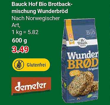 Bauck Hof Bio Brotb backmischung Wunderbröd 600 g