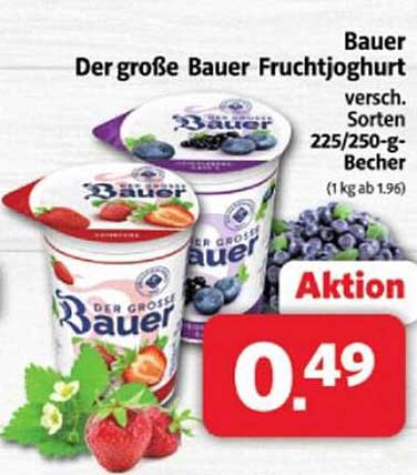 Bauer Der große Bauer Fruchtjoghurt 225/250-g-Becher
