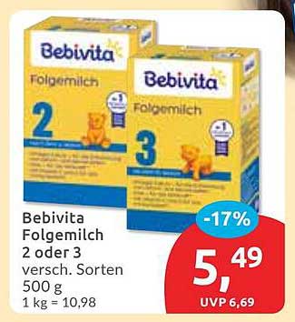 Bebivita Folgemilch 2 oder 3 - Verschiedene Sorten, 500 g