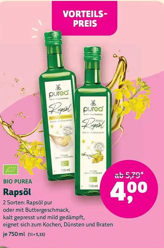 Bio Purea Rapsöl 750 ml