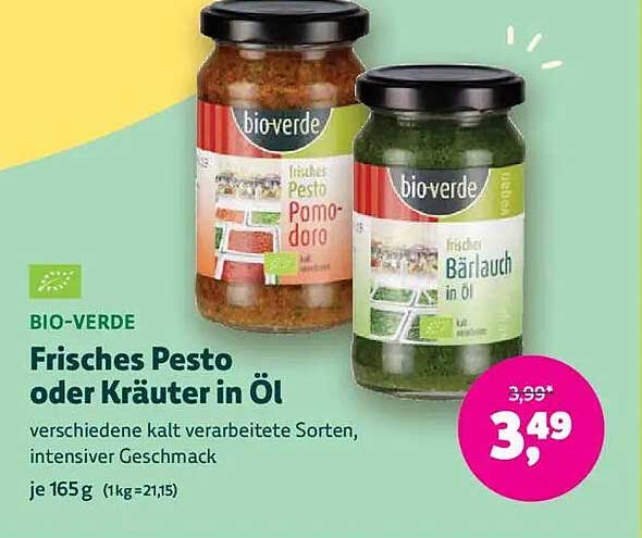 BIO-VERDE Frisches Pesto oder Kräuter in Öl