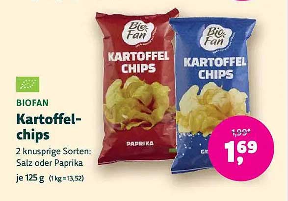 BIOFAN Kartoffelchips - 125 g (Salz oder Paprika)