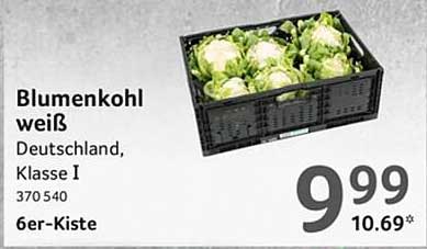 Blumenkohl weiß, Deutschland, Klasse I - 6er-Kiste