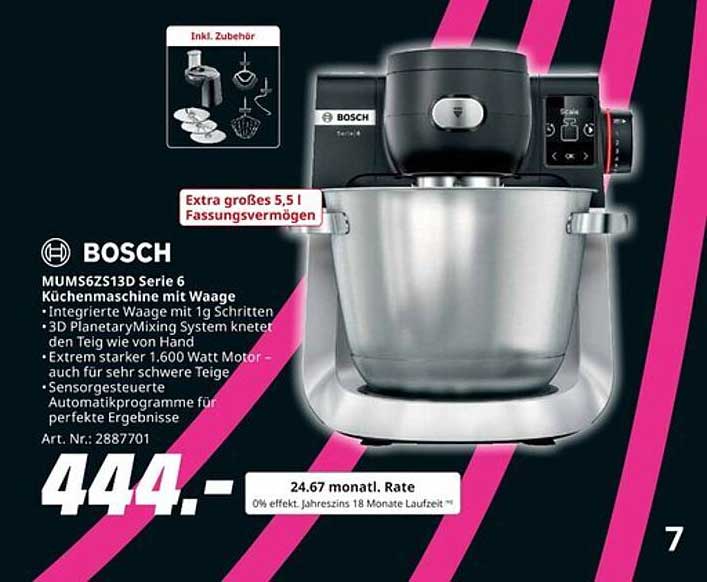 BOSCH MUMS6Z613D Serie 6 Küchenmaschine mit Waage