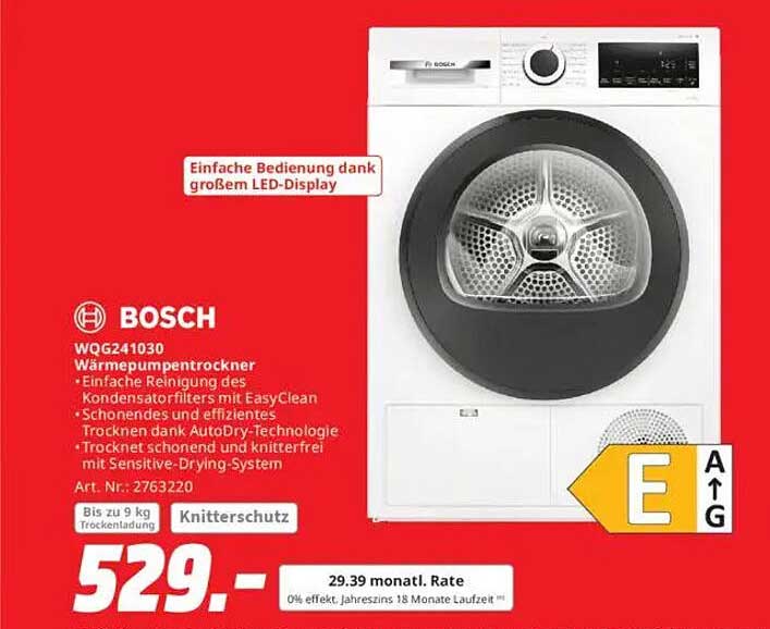BOSCH WQG241030 Wärmepumpentrockner