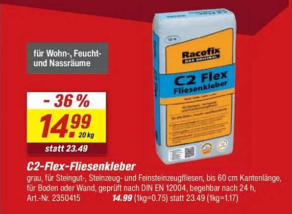 C2-Flex-Fliesenkleber 20 kg - jetzt zum Spitzenpreis!
