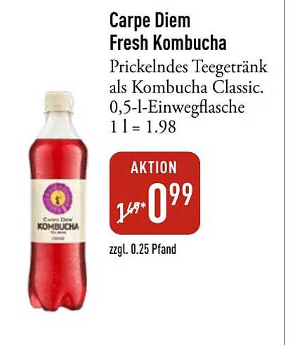 Carpe Diem Fresh Kombucha - Prickelndes Teegeränk als Kombucha Classic