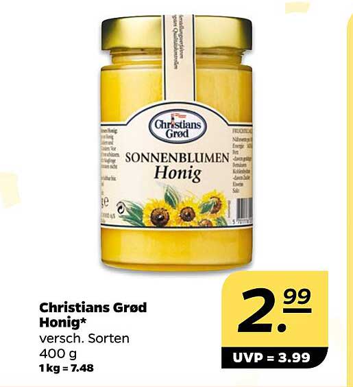 Christians Grød Honig – Sonnenblumenhonig 400 g