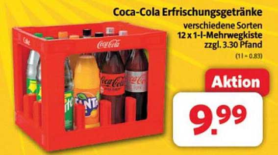 Coca-Cola Erfrischungsgetränke - verschiedene Sorten 12 x 1-Liter-Mehrwegkiste
