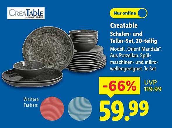 Creatable Schalen- und Teller-Set, 20-teilig Modell 'Orient Mandala'