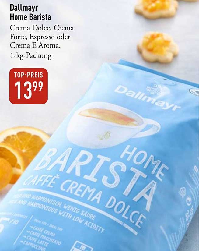 Dallmayr Home Barista - Caffè Crema Dolce, Crema Forte, Espresso oder Crema E Aroma, 1-kg-Packung