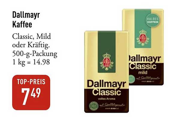 Dallmayr Kaffee Classic, Mild oder Kräftig - 500-g-Packung