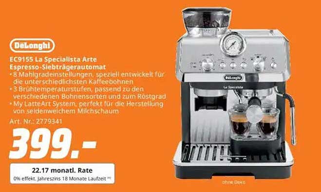 DeLonghi EC9155 La Specialista Arte Espresso-Siebträgermaschine