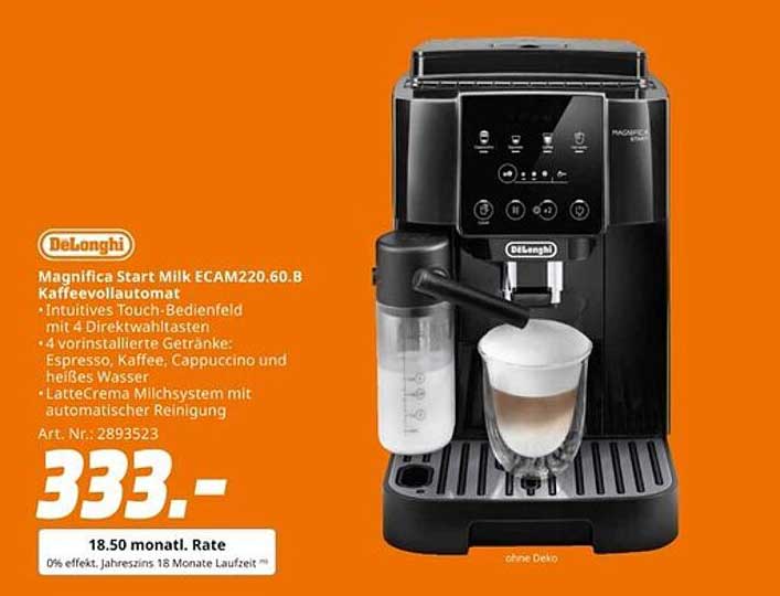 DeLonghi Magnifica Start Milk ECAM220.60.B Kaffeevollautomat